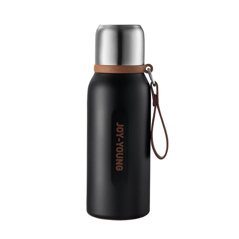 Joyoung Insulated Mug, 316L Stainless Steel, Large Capacity, Outdoor Travel Water Bottle, Portable for Men And Women, Tea Filter, Dual-Use Cup, Black