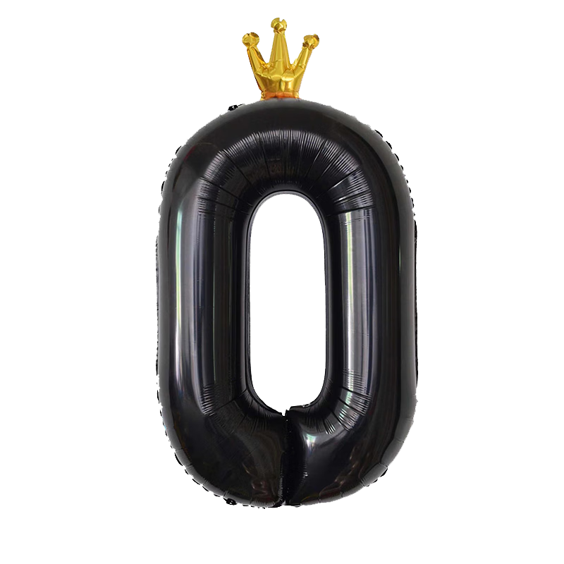 MODUO Birthday Balloon Photo Prop, Party Decoration Scene, 40-Inch Black Crown with Number 0