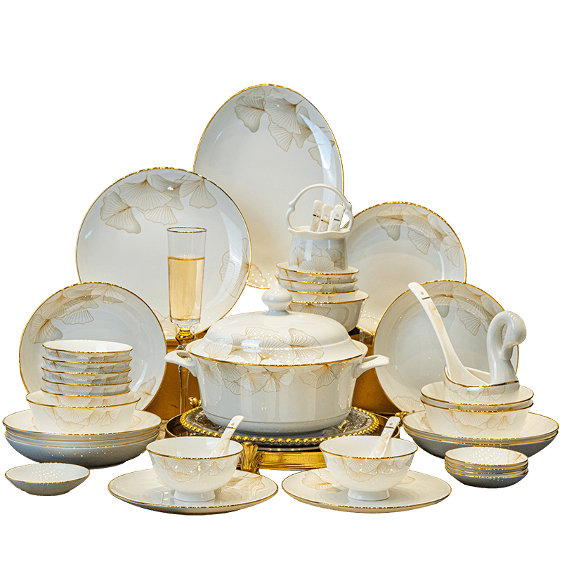 Yunzhihe Bowl And Plate Set, Household Tableware Complete Set, Jingdezhen Ceramic Bowl And Chopsticks Set, New Wedding Or Housewarming Gift