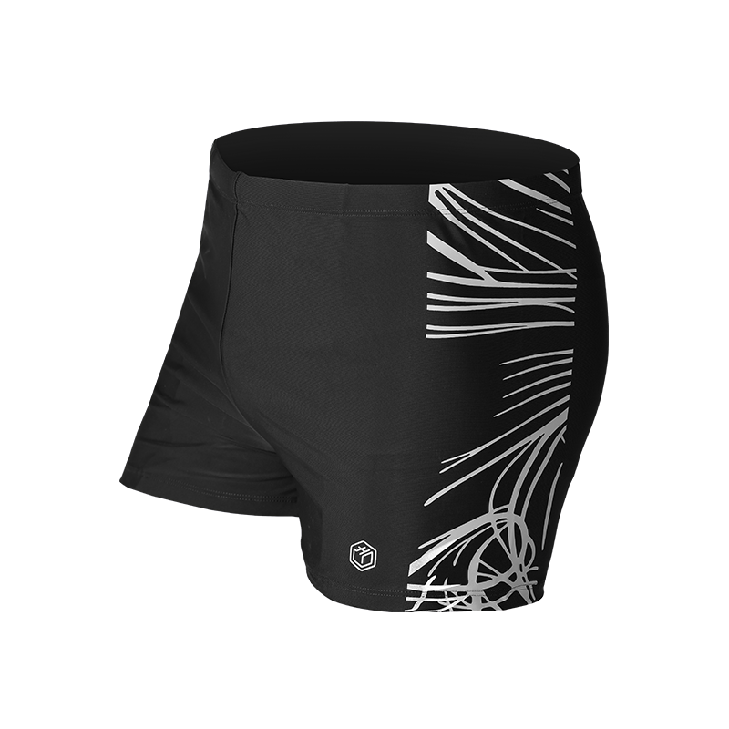 JD Original Men's Elastic Comfortable Boxer Swim Trunks, Quick-Drying Non-Clinging Hot Spring Vacation Men's Swimming Shorts, Black, Size M