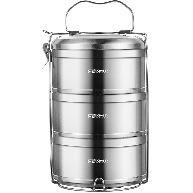 Guangyi Insulated Lunch Box, 304 Stainless Steel, Extra Long Thermal Container, for Students And Office Workers, Three-Layer GY7320