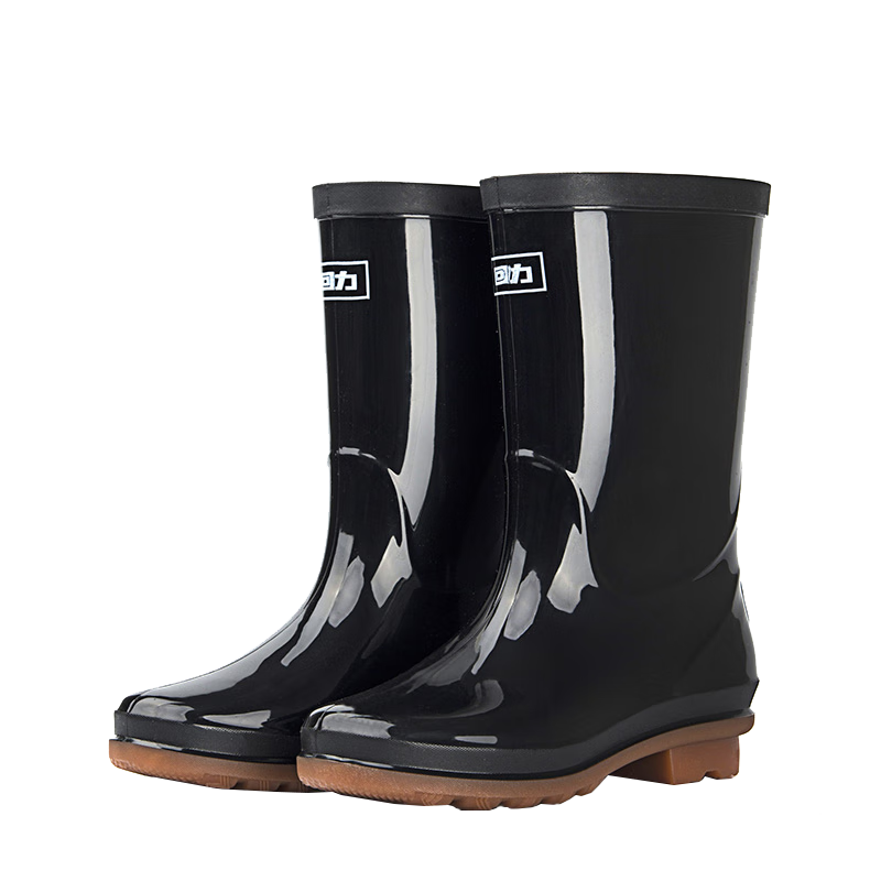 Warrior Women's Mid-Calf Rain Boots, Adult Rubber Shoes, Overshoes, Waterproof Shoes, Water Boots HL85S, Black, Size 39
