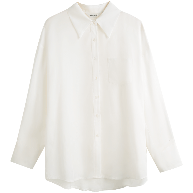 Oulain Long-Sleeve Shirt for Women, Autumn Loose-Fit Casual Versatile Blouse, Pink, Size M