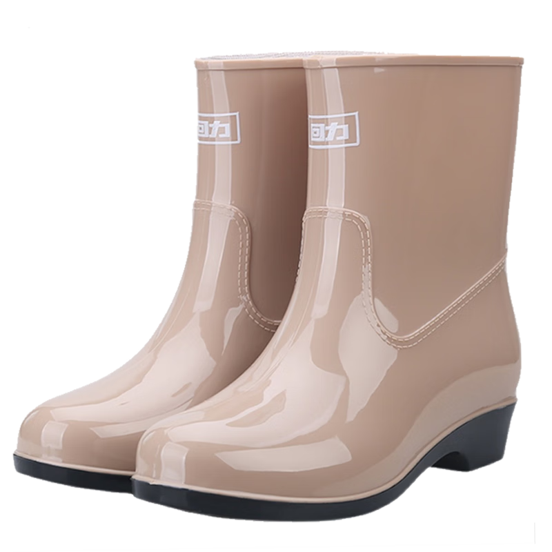 Warrior Women's Mid-Calf Rain Boots, Waterproof Non-Slip Rubber Shoes, Wear-Resistant Rain Boots HL52S Khaki Size 36