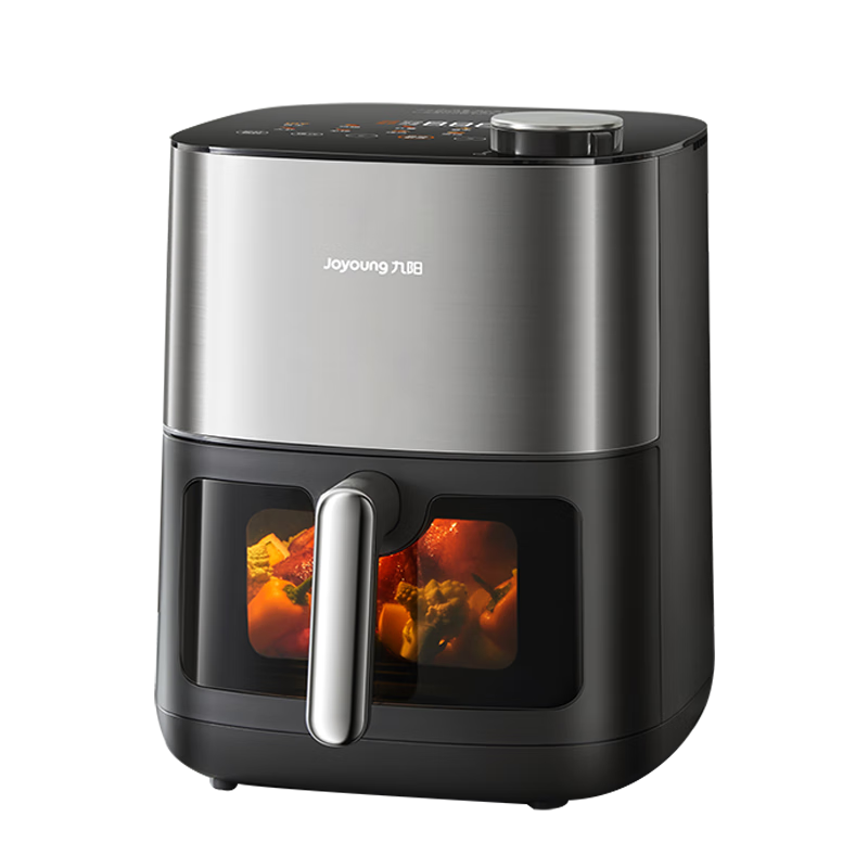 Joyoung Air Fryer, Flame-Broiled No-Flip Dual Heating Source, Visible Large Window, Steam Tender Roasting, Home Use, 6.5L Large Capacity, Three-Dimensional Water Replenishment Compartment, KL65-V576