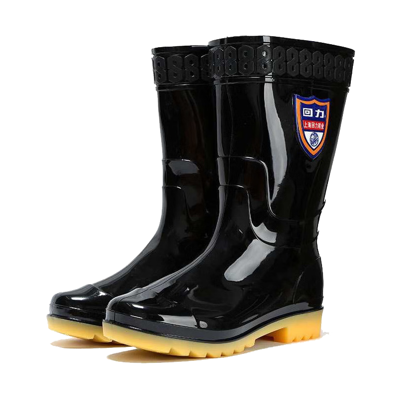 Warrior Men's Mid-High Rain Boots, Rubber Shoes, Overshoes, Waterproof Shoes HXL8867 Black High Top Size 40