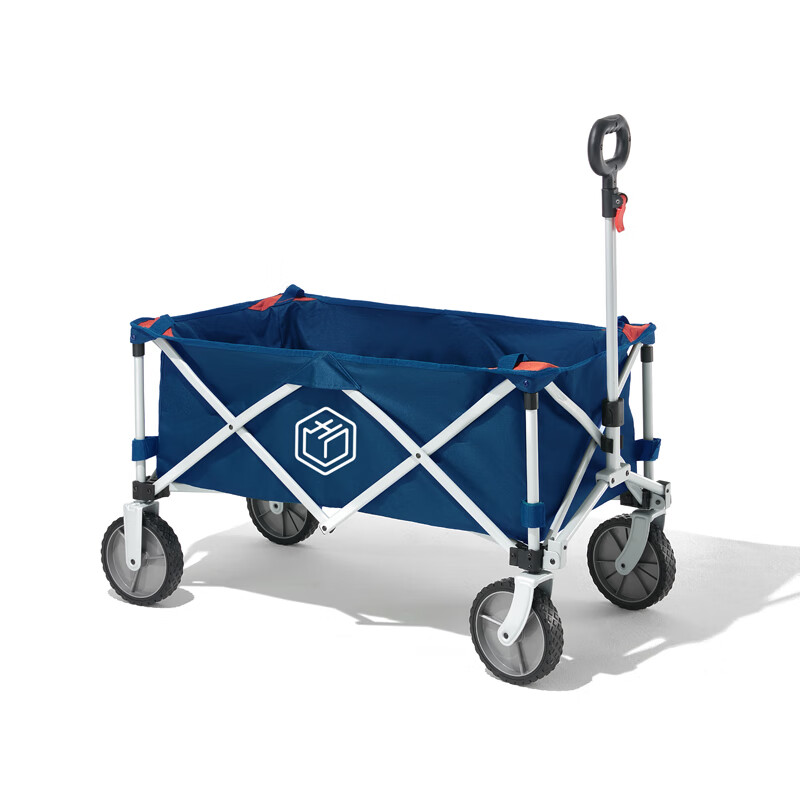 JD Original [600 Jin Capacity] Push-Pull Camping Cart, Folding Outdoor Trolley, Market Stall Cart, Trailer, Distant Mountain Blue