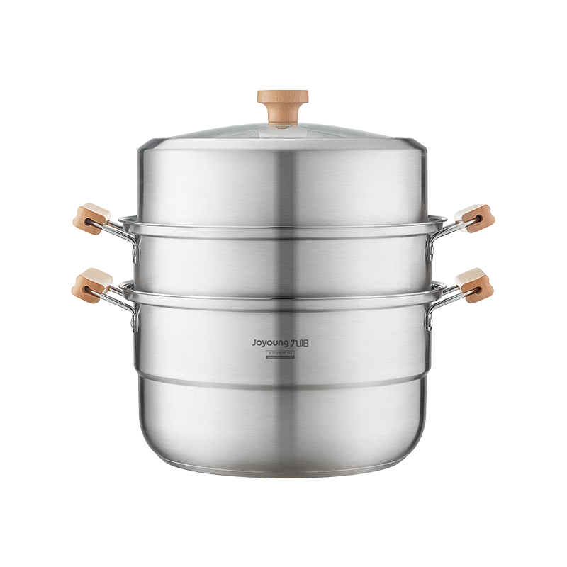 Joyoung Steamer Pot, 304 Stainless Steel, for Home Use, Steams Fish And Buns, Large Capacity, Can Steam Two Layers, Compatible with Various Stoves, 28cm