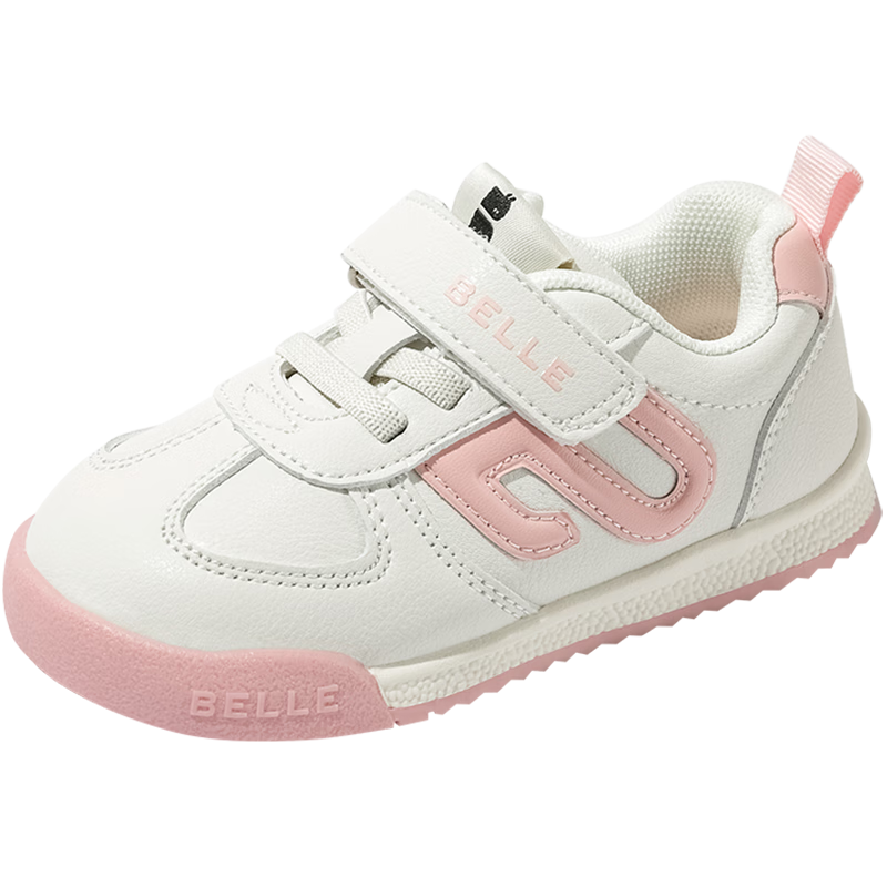 Belle Children's Soft-Soled Sneakers, Spring And Autumn White Shoes, Kids' Sports Shoes, Baby Fashion Casual Shoes, Beige/pink, Size 27