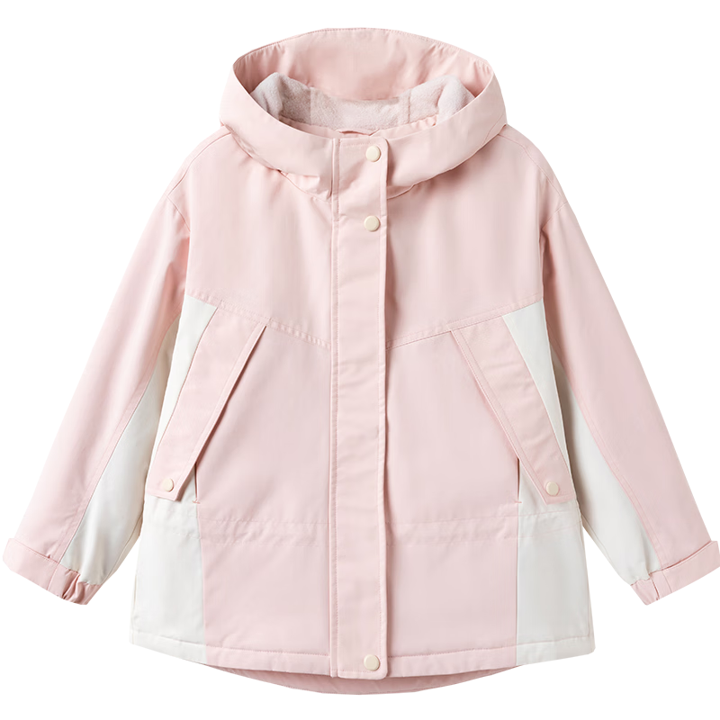 BALABALA Children's Outerwear, Girls' Jacket, Autumn 2024 Collection, for Older Children, Waterproof And Windproof, Color-Block Design, Trendy Top, 208324105005