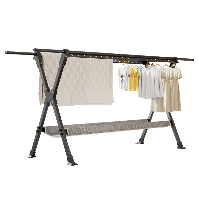 Shengnuoyilin Clothes Drying Rack, Floor-Standing Balcony Foldable Clothes Hanger for Indoor And Outdoor Use, 1.35m Extendable