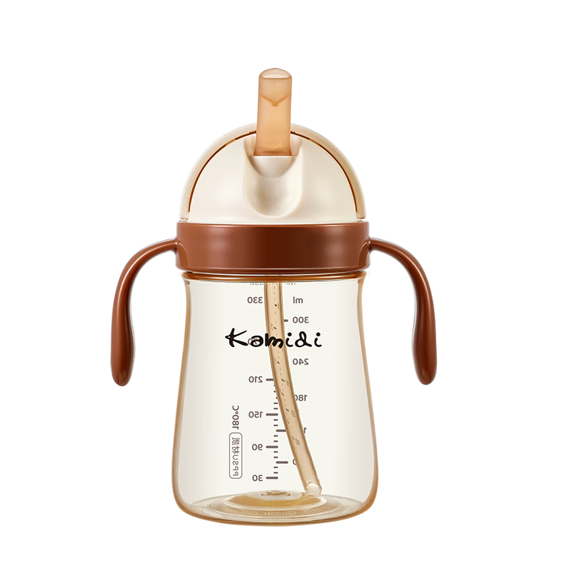 Kamidi Children's Water Cup with Straw, Direct Drinking Cup for Ages 1-3, Toddler Sippy Cup, Baby PPSU Milk Cup, 330ml