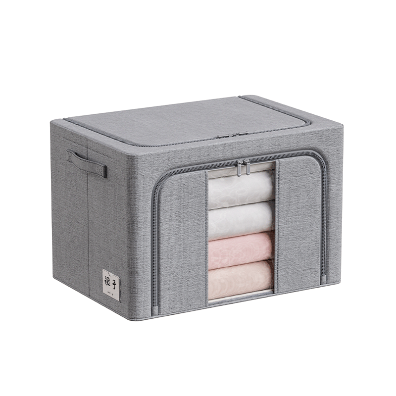 Ziranwu Tianshan Cotton And Linen Clothes Storage Box, Fabric Clothing Organizer Box, Wardrobe Storage Container, Mist Gray - 100L
