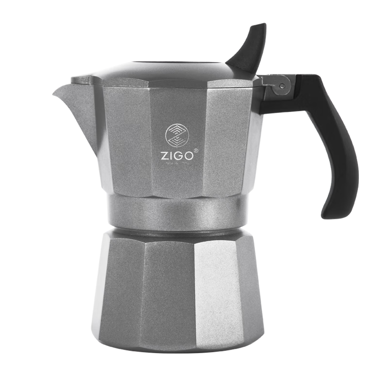 Zigo Dual-Valve Moka Pot, Italian Pour-Over Coffee Maker, Cold Brew Coffee Pot [Xuan Tie Gray]