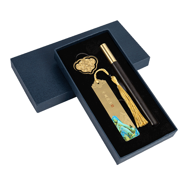 TIANSE Qianli Jiangshan Brass Bookmark Gift Box, Chinese Style Forbidden City Cultural And Creative Souvenir, Gift for Teachers' Birthday And Annual Meeting, Memento TS-5938 Purple Sandalwood Pe