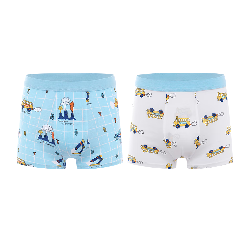 PurCotton Boys' Boxer Briefs, Baby All-Cotton Underwear for Older Children, Volcano + White Background, 140cm