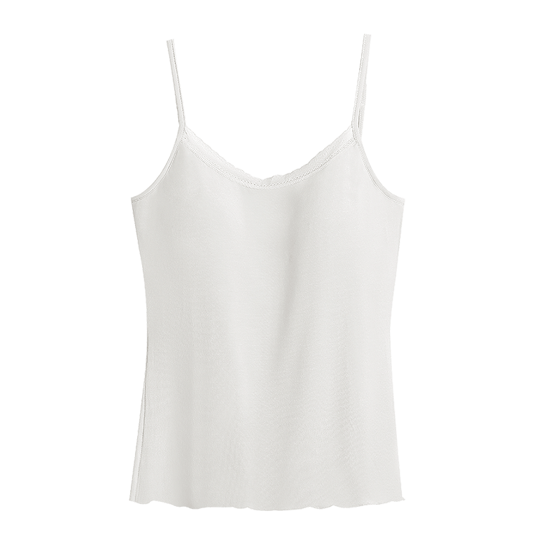 Hodo [One-Piece with Chest Pads] Bra-Free Camisole for Women, Modal Undershirt, Elegant White, 160/85