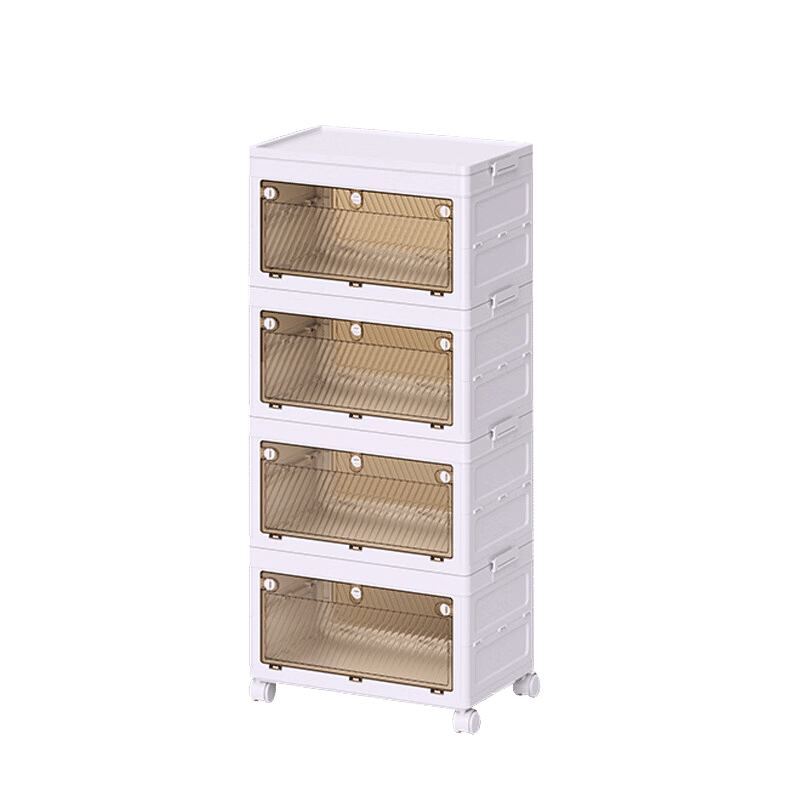 Haoer Foldable Storage Box, No Installation Required, Household Organizer Cabinet for Clothes, Quilts, Toys, 46cm Four-Tier