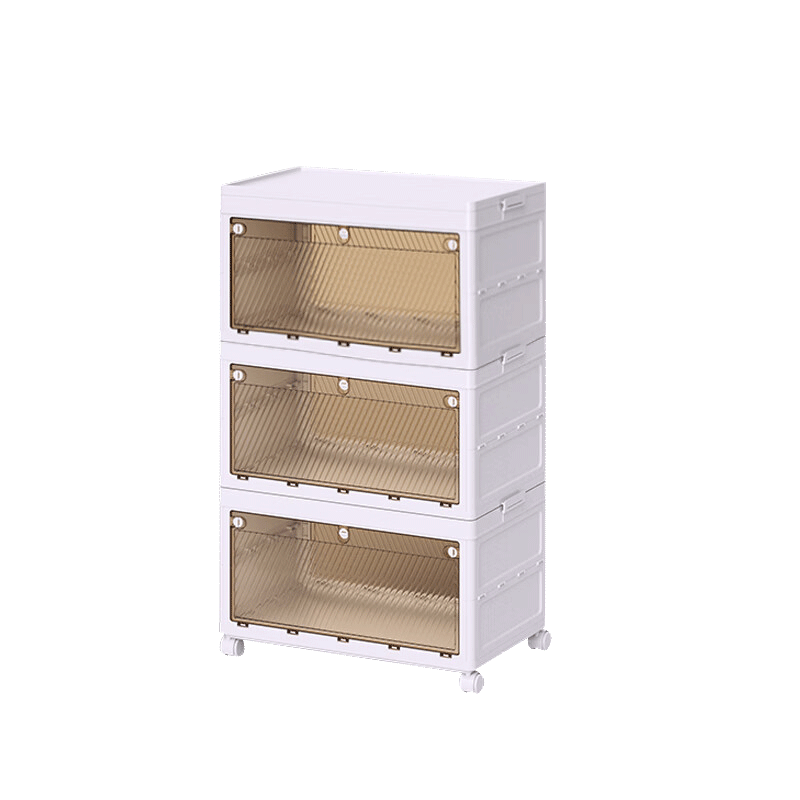 Haoer Foldable Storage Box, No Installation Required, Home Use, Foldable Cabinet, Wardrobe, Bookshelf, Toy Storage Box, Clothes Organizer Cabinet, 70cm, Three Layers