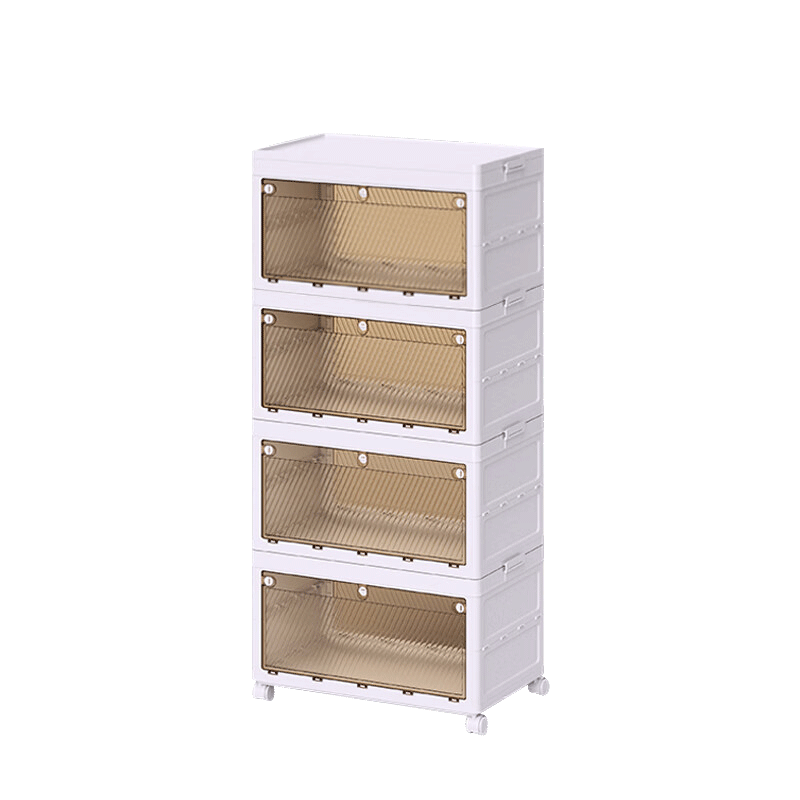 Haoer Foldable Storage Box, No Installation Required, for Home Use, Wardrobe Organizer for Books And Toys, Clothes Storage Cabinet, 70cm Four-Tier