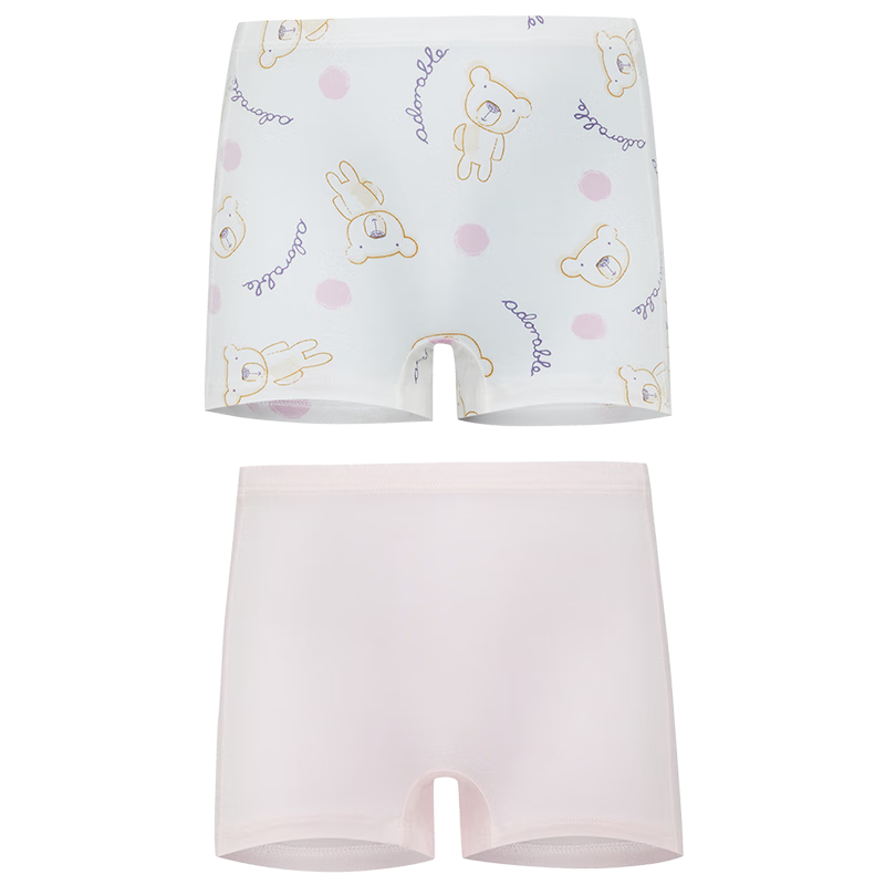 AIMER KIDS Girls' Modal Mid-Rise Boyshort Underwear, All-Season Printed Panties with Pink Dots Bear Pattern, Size 150