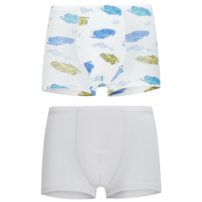 AIMER KIDS Boys' Modal Mid-Rise Boxer Briefs, All-Season Underwear for Young Boys, Racing Style, Size 110