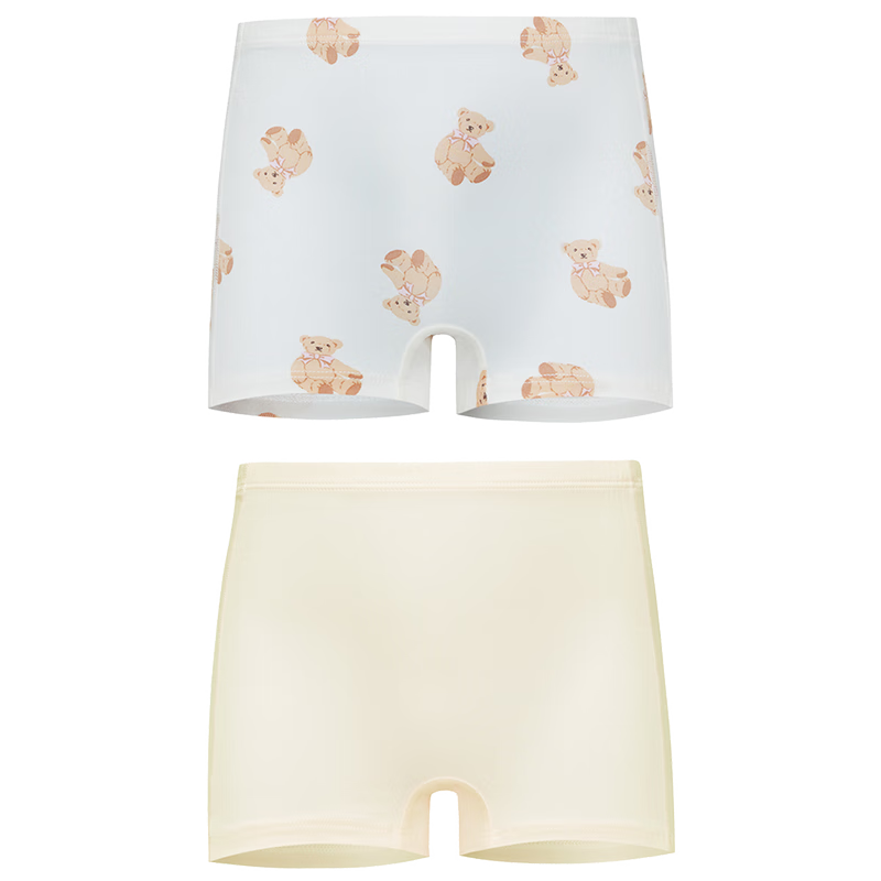 Aimer Kids Girls' Modal Mid-Rise Boyshort Underwear, All-Season Printed Panties with Pink Bear Pattern, Size 130