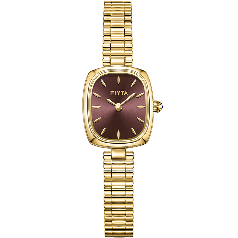 FIYTA Qingcheng Series "Little Gold Watch" PLUS Version Brown Dial Bamboo Joint Style Women's Watch, Holiday Birthday Gift for Girlfriend