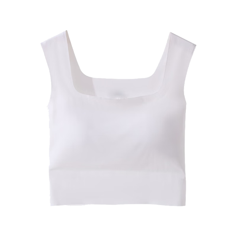 MiiOW Women's Camisole, Silk-Like Seamless, Spring And Autumn, with Chest Pads, No Bra Needed, Ribbed Beautiful Back Underwear, Black, Size M