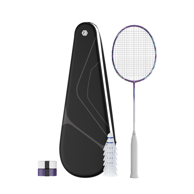 JD Original Ultra-Light 6U Frost Coating National Style Full Carbon Badminton Racket Single Racket Flexible Offensive with Free Shuttlecock And Grip Tape