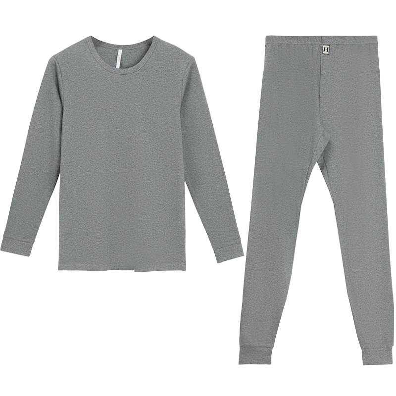 Hodo Men's Pure Cotton Autumn Underwear Set, 40S Tight Spinning AAA-Grade Antibacterial Underwear, Heather Gray, 175/100