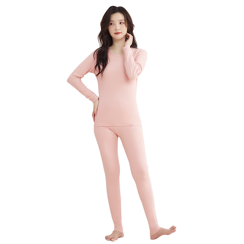 Hodo Women's Pure Cotton Autumn Underwear Set, 40S Tight Spinning AAA Antibacterial Underwear, Morandi Pink, 160/85