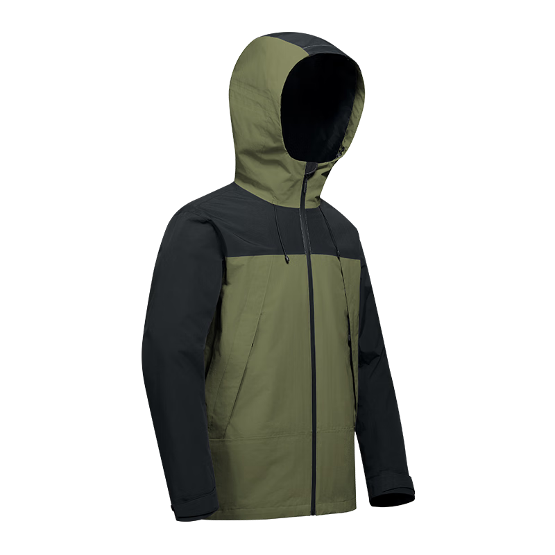 JD Original Chamois 300 Windbreaker Fleece Inner Layer Three-In Jacket for Men And Women, Outdoor Warmth New Year Coat, Black-Green 3XL