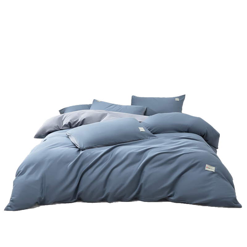 Grace Class A 7A Antibacterial Pure Cotton Duvet Cover, Single Person All-Cotton Quilt Cover, Student Dormitory Duvet Cover, 150*200cm, Royal Blue + Light Gray