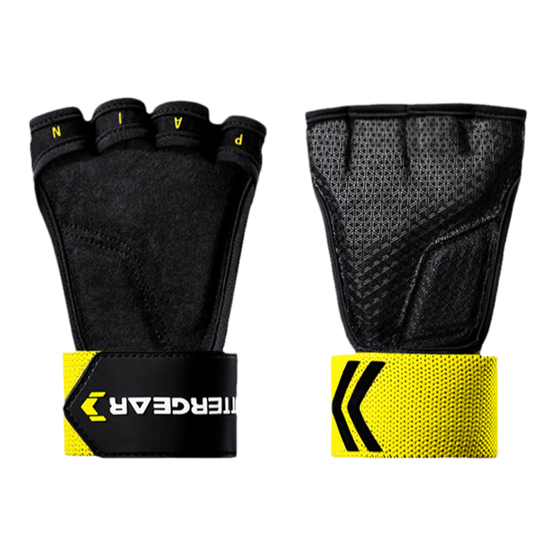 FITTER GEAR Fitness Wristband Gloves Hand Protector Anti-Slip Wear-Resistant Breathable Anti-Chafing Squat Deadlift, Black M Size