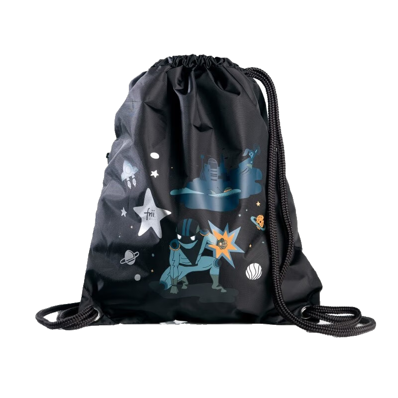 FRII OF NORWAY Children's Drawstring Closure Bag, Water-Resistant Sports Backpack Storage Bag for Boys And Girls, Black