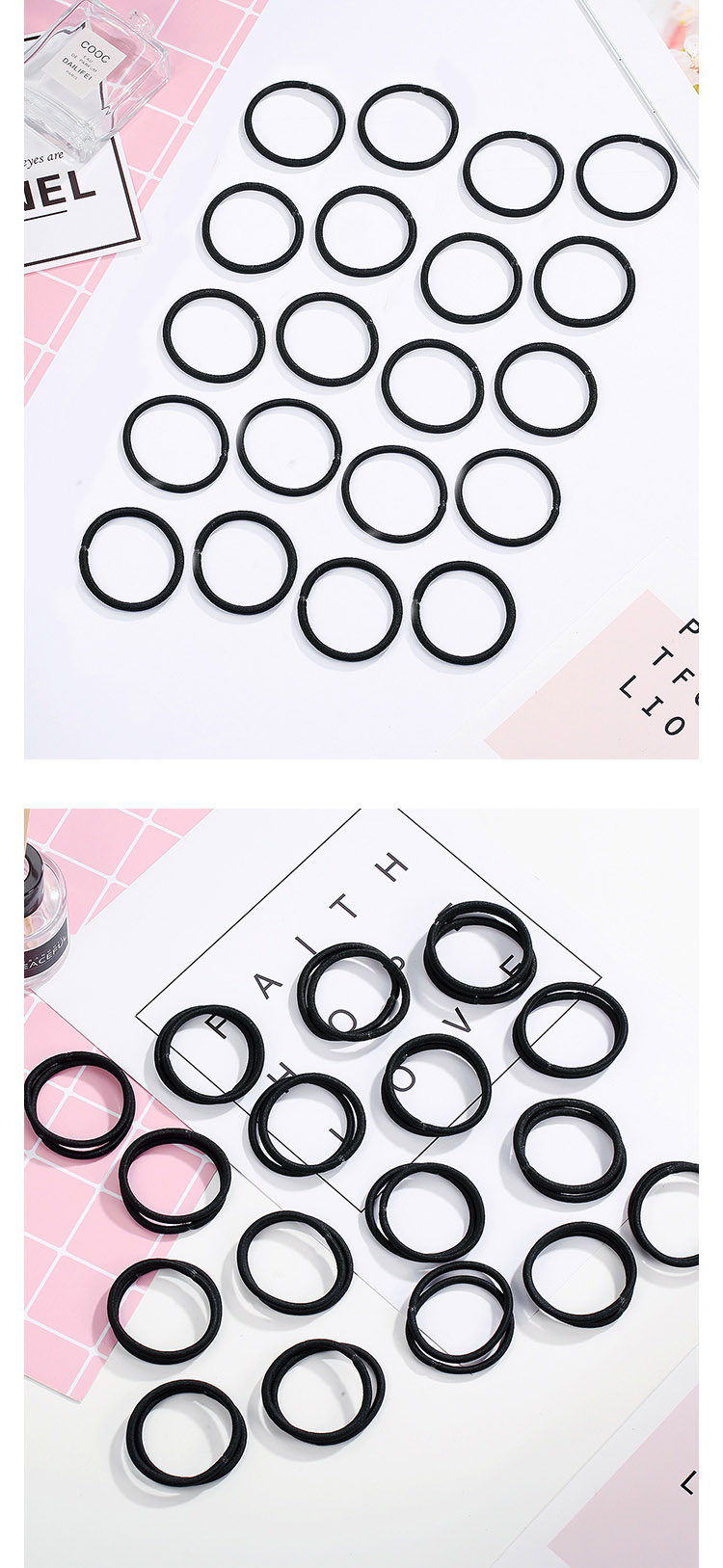 CHIMERA Large Bold Black Hair Ties, 100 Pieces, Durable High-Elasticity Rubber Bands, Basic Hair Ties for Ponytails And Updos 4