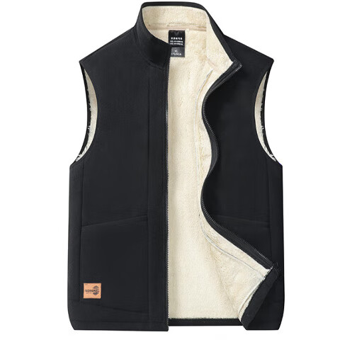 Pierre Cardin Men's Cotton Vest Autumn Winter Lamb Wool Sleeveless Fleece Warm Casual Solid Color Top Dark Blue 3XL