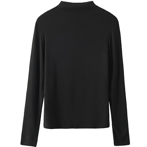 MiiOW Women's Half Turtleneck Base Shirt 2025 New Fleece Thickened Autumn Winter Black Long Sleeve Knit Top