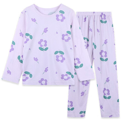Hodo Children's Pajamas for Boys And Girls, Spring And Autumn Antibacterial Pure Cotton Long-Sleeve Home Wear Set, Thin Summer Air Conditioning Clothes 3122 120