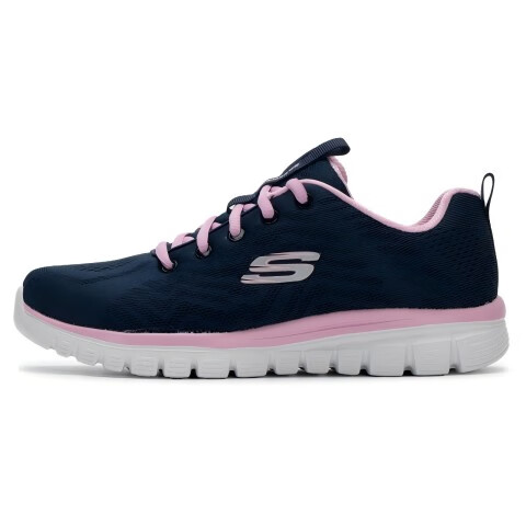 Skechers Women's Mesh Breathable Walking Shoes, Sports Shoes with Shock Absorption, Casual Shoes, Mom Shoes, 12615-NVPK, Size 8.5