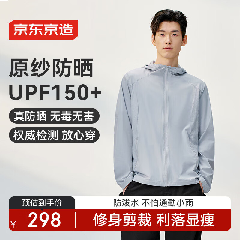 JD Jingzao Water-Repellent Sun-Protective Lightweight Jacket Men's Outdoor Sun Protection Coat Unisex Skin Jacket Dual-Use for Rain and Sun Gray Blue L