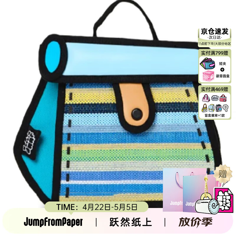 JumpFromPaper Birthday Cake Bag Anime Crossbody Shoulder Bag for Women Blue Striped