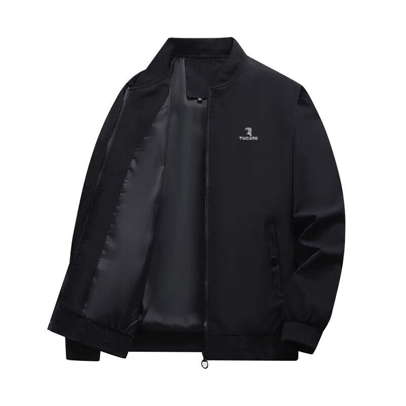 TUCANO Jacket for Men, Business Casual Versatile Baseball Collar Fashion Slim Fit Trendy Outerwear, Men's Clothing, Black, 2XL