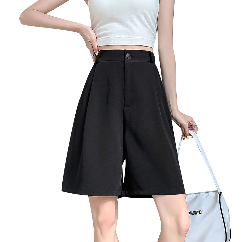 LangSha Women's Suit Shorts, Lightweight And Loose-Fitting for Summer Wear, Wide-Leg Five-Point Shorts, High-Waisted A-Line Slimming Casual Shorts