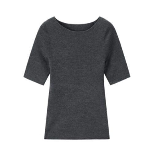 Taipingniao Women's Knit Sweater Seamless One-Piece Short Sleeve Spring And Summer Inner Layer Base Shirt Simple Quality Feel Blue M