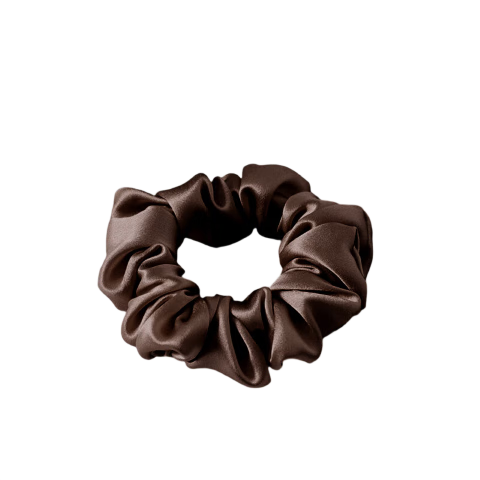 Sangshang Silk Hair Tie, 19 Mm, 100% Mulberry Silk, Large Intestine Hair Band, Elastic Hair Tie, Mid-Autumn Festival Gift, Deep Coffee Color, 2.5 Cm