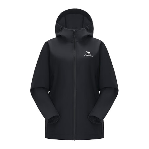 CAMEL Outdoor Softshell Jacket Women 2025 New Spring Autumn Fleece Windproof Hooded Warm Jacket Men L