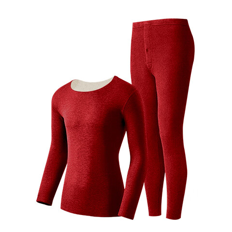 MiiOW Men's Red Thermal Underwear Set Autumn Winter Warm Long Johns for Wedding Celebration