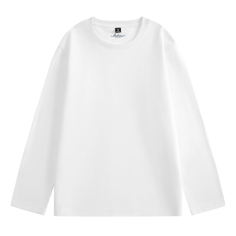 Baleno White Long Sleeve Basic Cotton T-Shirt for Women 2025 Autumn Winter Loose Plus Size Casual Top